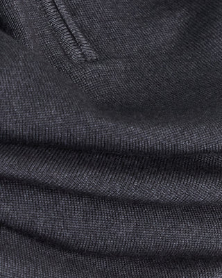 Ferrante Charcoal 12 Gauge Quarter Zip Frosted Garment Dyed Wool Sweater Charcoal 65