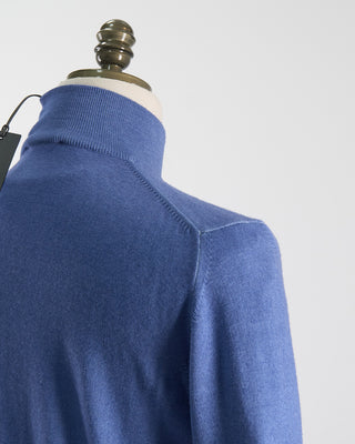 Ferrante Light Blue 12 Gauge Quarter Zip Frosted Garment Dyed Wool Sweater Light Blue 22