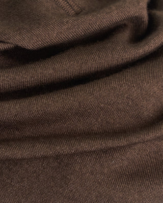 Ferrante Chocolate 12 Gauge Quarter Zip Frosted Garment Dyed Wool Sweater Chocolate 79