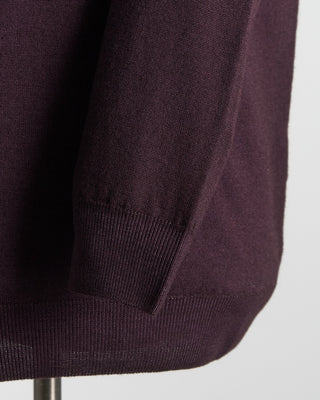 Ferrante Burgundy 12 Gauge Quarter Zip Frosted Garment Dyed Wool Sweater Burgundy 57