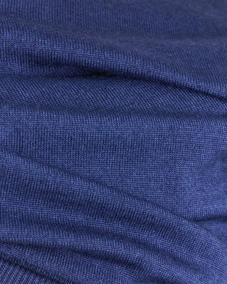 Ferrante Blue 12 Gauge Quarter Zip Frosted Garment Dyed Wool Sweater Blue 51