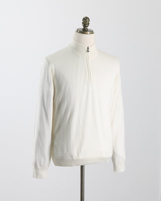 Ferrante Ivory 12 Gauge Quarter Zip Wool Sweater Ivory 38