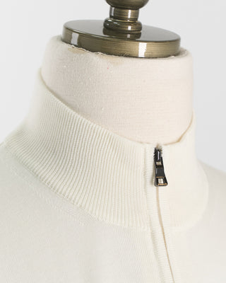 Ferrante Ivory 12 Gauge Quarter Zip Wool Sweater Ivory 41