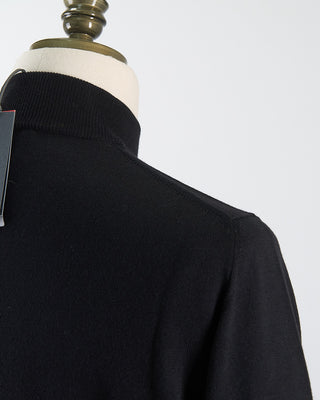 Ferrante Black 12 Gauge Quarter Zip Wool Sweater Black 96