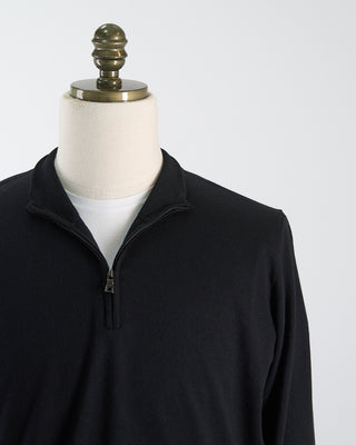 Ferrante Black 12 Gauge Quarter Zip Wool Sweater Black 97