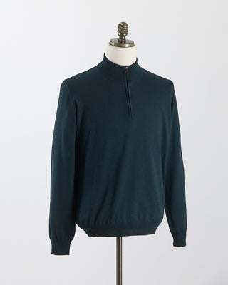 Ferrante Hunter 12 Gauge Quarter Zip Wool Sweater Moss 66