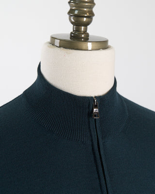 Ferrante Hunter 12 Gauge Quarter Zip Wool Sweater Moss 69