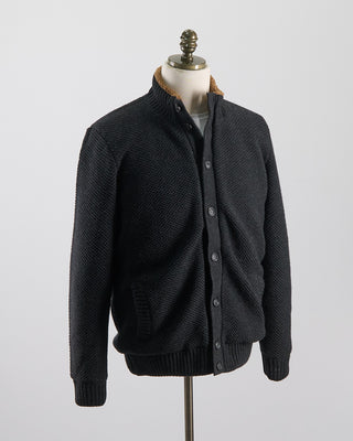 Ferrante Padded Sweater Jacket With Fleece Collar Charcoal 0