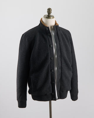 Ferrante Padded Sweater Jacket With Fleece Collar Charcoal 0 1