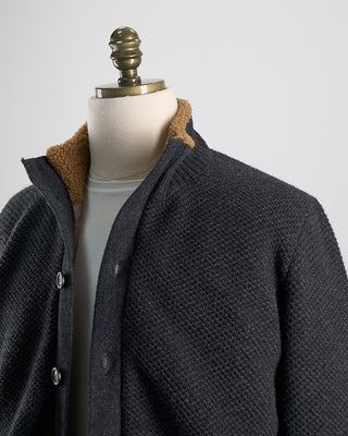 Ferrante Padded Sweater Jacket With Fleece Collar Charcoal 0 5