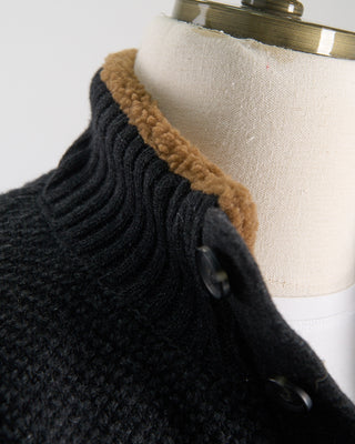 Ferrante Padded Sweater Jacket With Fleece Collar Charcoal 0 6