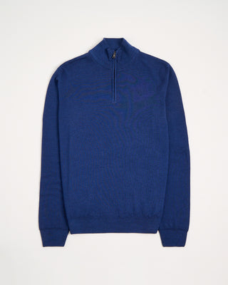 Ferrante Blue 12 Gauge Quarter Zip Frosted Garment Dyed Wool Sweater Blue 8 3148