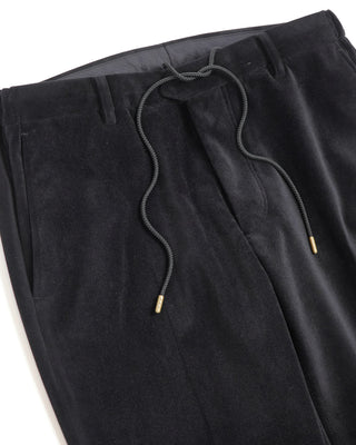 Echizenya Micro Cord Down Infused Drawstring Casual Pants Black  1