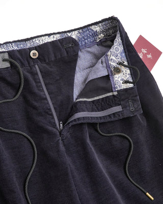 Echizenya Black Stretch Velveteen Hybrid Drawstring Pants Black  3