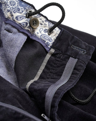 Echizenya Black Stretch Velveteen Hybrid Drawstring Pants Black  4