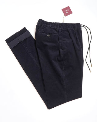 Echizenya Black Stretch Velveteen Hybrid Drawstring Pants Black  7