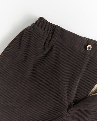 Echizenya Wide Fit Technical Medium Wale Corduroy Casual Pants Chocolate 1984