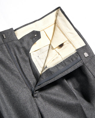 Echizenya Super 120s Light Flannel Double Pleated Dress Pants Grey 6 3559