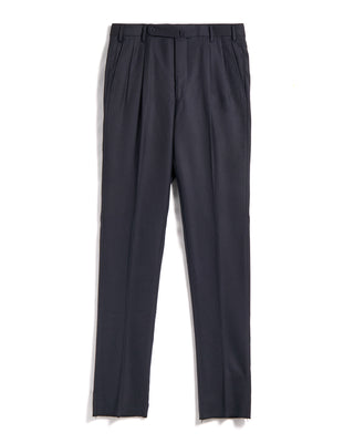 Echizenya Super 120s Light Flannel Double Pleated Dress Pants Navy 6 3571