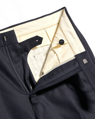 Echizenya Super 120s Light Flannel Double Pleated Dress Pants Navy 8 3572