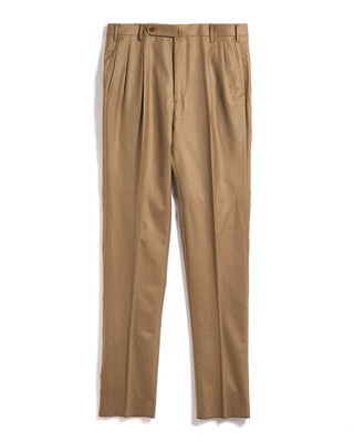 Echizenya Super 120s Light Flannel Double Pleated Dress Pants Khaki 3 3544