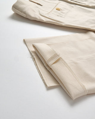 Echizenya Brushed Cotton  Wool Serge Soft Pleated Trousers Cream 872