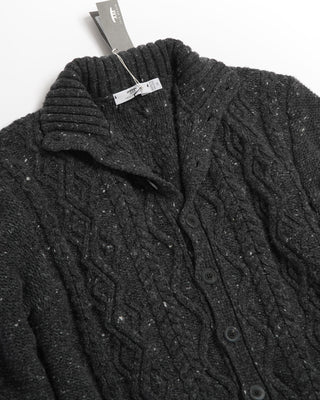 Inis Meáin Wool Cashmere Donegal Aran Cable Cardigan Sweater Charcoal 0 3