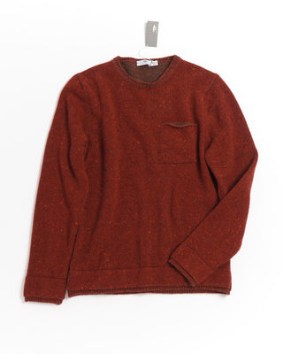 Inis Meáin Wool Kashmir Donegal Double Cuff Crewneck Sweater Red 0 5