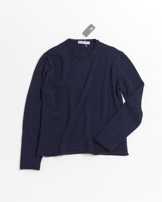 Inis Meáin Alpaca Silk Rolled Edge Tunic Sweater Navy 0 4