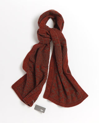 Inis Meáin Wool Cashmere Donegal Stonewall Knit Scarf Red 0 3