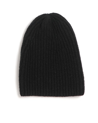Inis Meáin Wool Cashmere Donegal Classic Ribbed Fishermans Beanie Hat Black 0