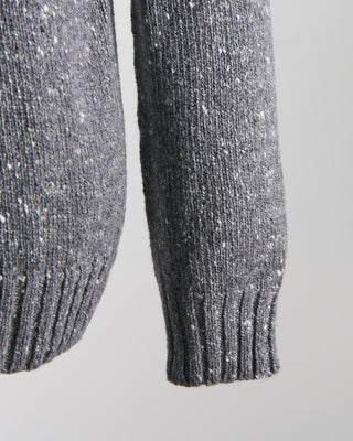 Inis Meain Donegal Maírtín Beag Cableknit Button Mock Sweater Grey  15