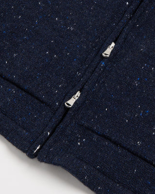 Inis Meain Wool Cashmere Lifeline Detailed Zip Jacket Sweater Navy 2 2905