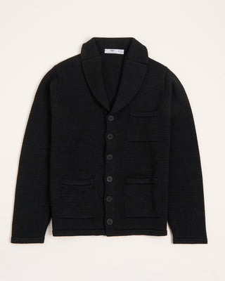 Inis Meain Wool Linen Notch Lapel Pub Jacket Sweater Black 1