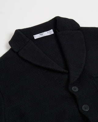 Inis Meain Wool Linen Notch Lapel Pub Jacket Sweater Black 3