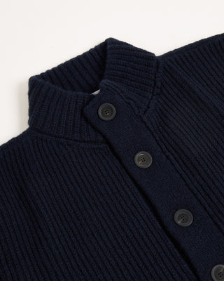 Inis Meain Wool Cashmere Classic Storm Sweater Jacket Navy 3109