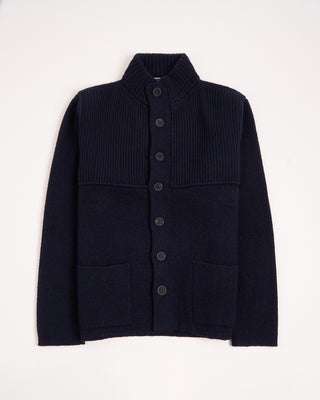 Inis Meain Wool Cashmere Classic Storm Sweater Jacket Navy 9 3113