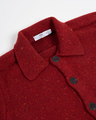 Inis Meain Wool Cashmere Shirt Collar Carpenters Jacket Sweater Red 2 3079
