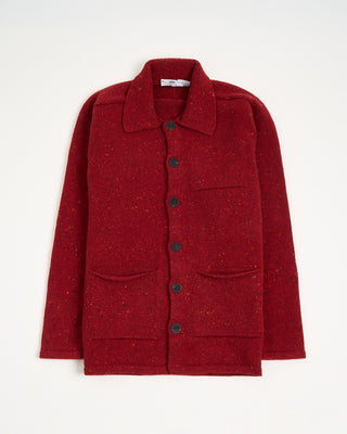 Inis Meain Wool Cashmere Shirt Collar Carpenters Jacket Sweater Red 5 3076