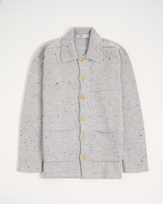 Inis Meain Wool Cashmere Shirt Collar Carpenters Jacket Sweater Silver 1