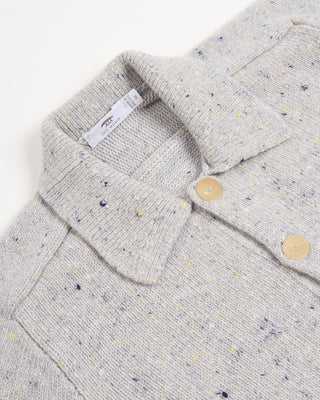 Inis Meain Wool Cashmere Shirt Collar Carpenters Jacket Sweater Silver 2