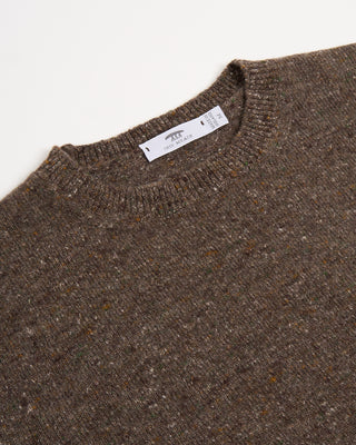 Inis Meain Wool Cashmere Classic Light Weight Flat Stitch Crewneck Sweater Brown 2\