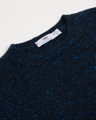Inis Meain Wool Cashmere Classic Light Weight Flat Stitch Crewneck Sweater Navy 2937