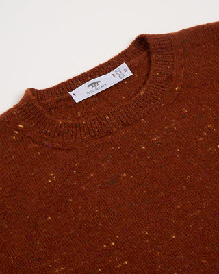 Inis Meain Wool Cashmere Classic Light Weight Flat Stitch Crewneck Sweater Rust 2940