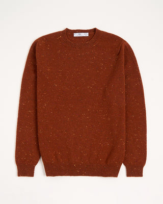 Inis Meain Wool Cashmere Classic Light Weight Flat Stitch Crewneck Sweater Rust 7 3032