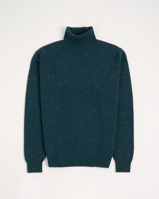 Inis Meain Wool Cashmere Classic Light Weight Flat Stitch Turtleneck Sweater Teal 12 3016