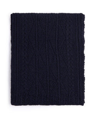 Inis Meain Alpaca Silk Classic Aran Cable Scarf Navy 4509
