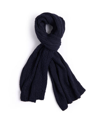 Inis Meain Alpaca Silk Classic Aran Cable Scarf Navy 4 4511