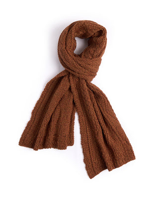 Inis Meain Alpaca Silk Classic Aran Cable Scarf Rust 4 4514