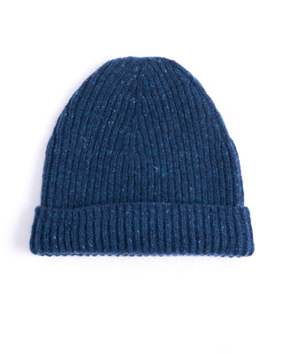 Inis Meain Classic Merino Wool Cashmere Fisherman Ribbed Hat Blue 1 4473